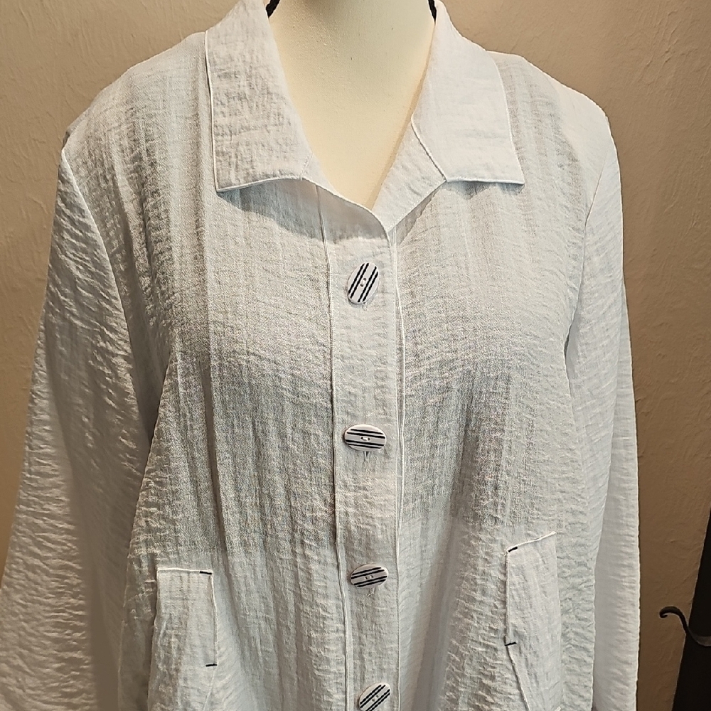 Habitat White Blouse With Cool Button Details